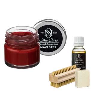 Набор для ухода за обувью из замши и нубука вишневый MAVI STEP Aurora Kit фото 106372